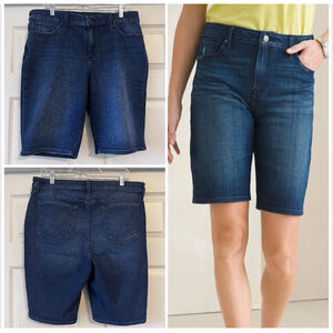 Chico's So Slimming Girlfriend Jean Shorts Size 14 Dark Wash